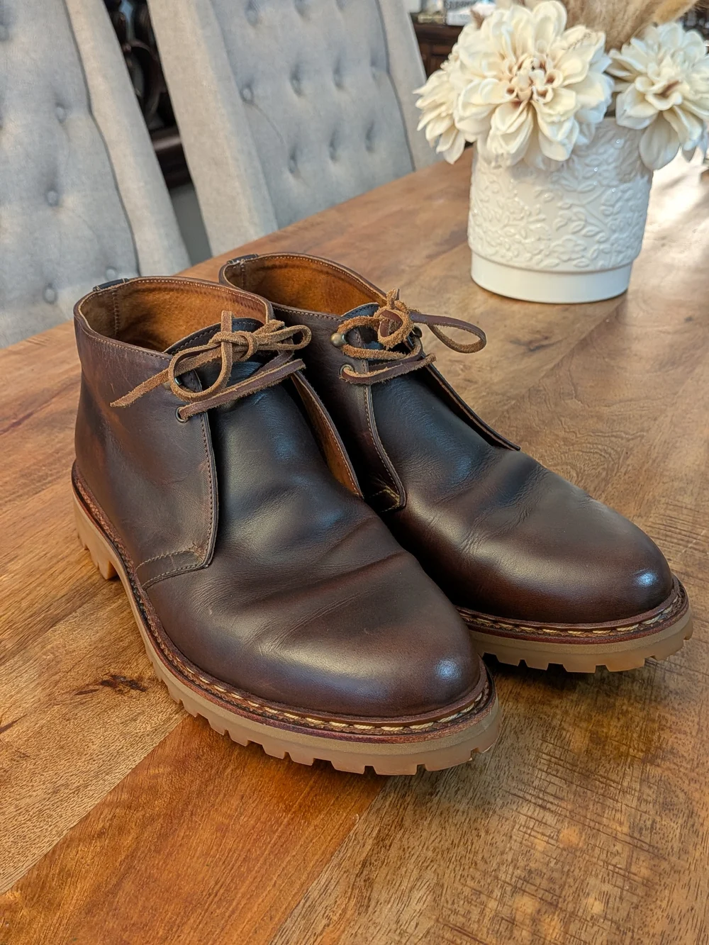 Men's Kenton Goodyear Welted Leather Chukka Boots 9.5 Commando Lug Sole Mint